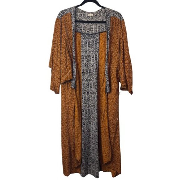 Fab'rik orange long patterned kimono-style open front cardigan size 1 - Picture 1 of 9